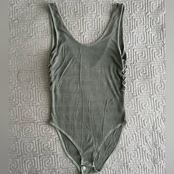 American Eagle Outfitters Tops - American Eagle Outfitters Sage Ribbed Bodysuit